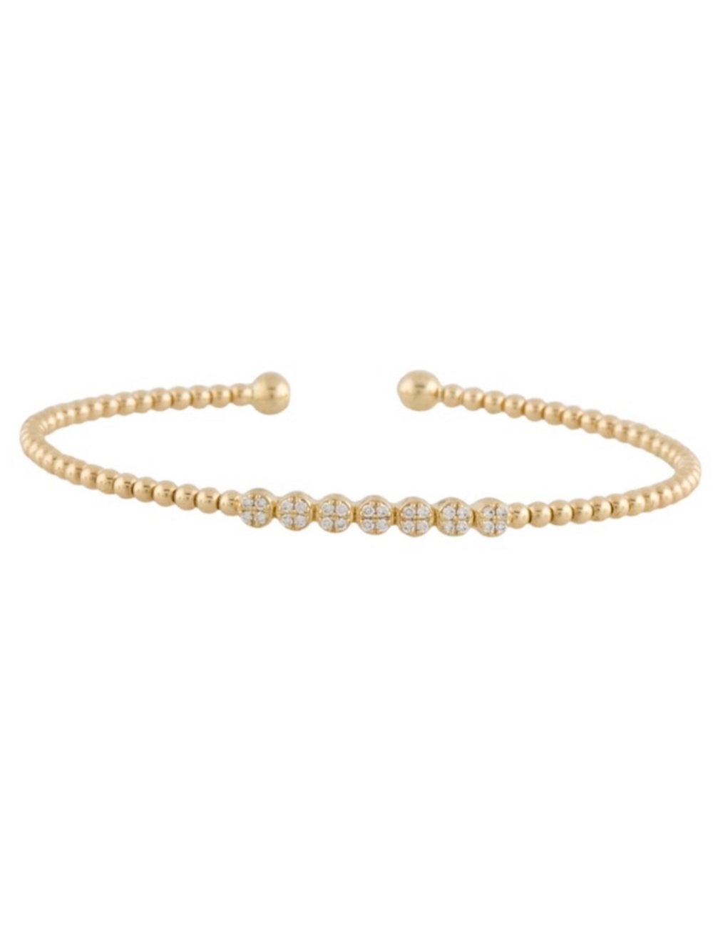 Gabriel & Co. 14K Gold Diamond Cluster Bead Cuff Bracelet - Gold